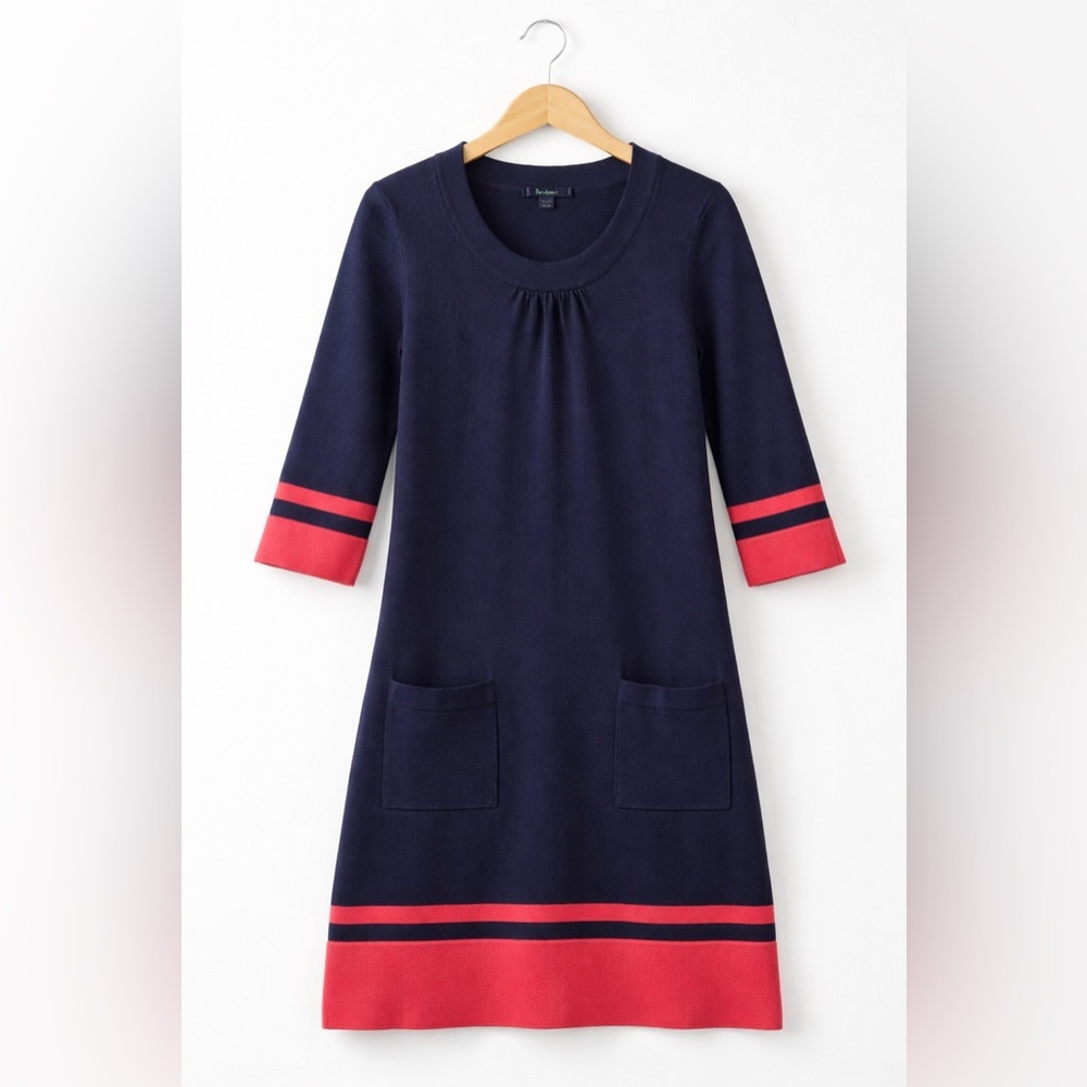 Boden Wool Knit Shift Dress with Coral Trim *US 8 UK 12 - Picture 1 of 7